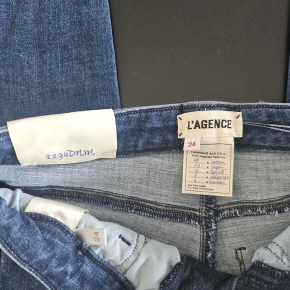 L'AGENCE  Margo High Rise Skinny Vintage Blue Dark Wash Jeans Sz 24 $275 Retail - Picture 9 of 11